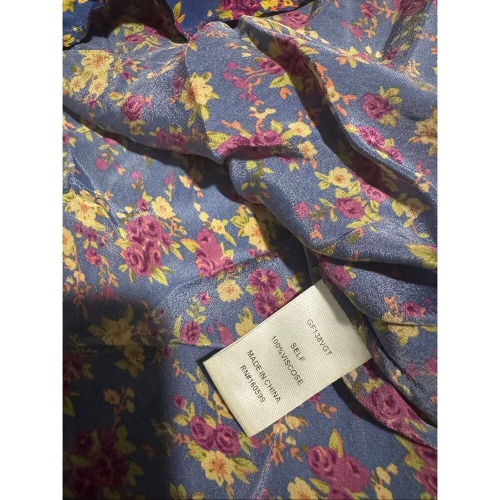 Gliner Farrar boho floral ruffle long sleeve button front Top M - Picture 3 of 9